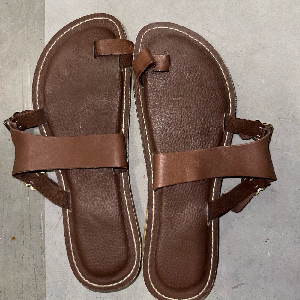 Brown Leather Sandals (Kinos) (Fabric Does Not Show Size)